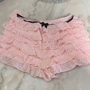 Pink Lace Ruffle Shorts